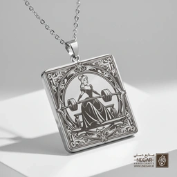 گردنبند طرح سیندرلا ورزشکار (بدنسازی) (حکاکی لیزری فایبر، مدل قاب مربع) کد 500696