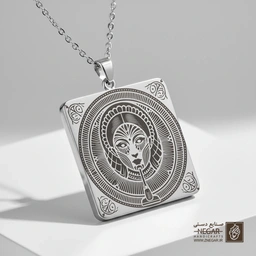 گردنبند طرح چهره رباتیک (مدرن) (حکاکی لیزری فایبر، مدل قاب مربع) کد 500699