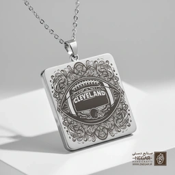 گردنبند طرح لوگوی رسمی کلیولند براونز (حکاکی لیزری فایبر، مدل قاب مربع) کد 500705