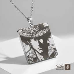 گردنبند طرح چهره اسپایک اسپیگل رئال (حکاکی لیزری فایبر، مدل قاب مربع) کد 500747