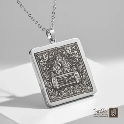 گردنبند طرح تجهیزات کارگاهی فانتزی (حکاکی لیزری فایبر، مدل قاب مربع) کد 500751