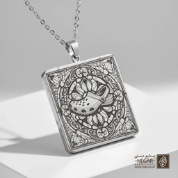 گردنبند طرح کفش کراکس و ستاره (حکاکی لیزری فایبر، مدل قاب مربع) کد 500758