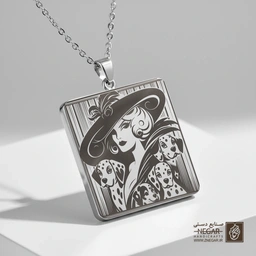 گردنبند طرح کروئلا استایل مدرن (حکاکی لیزری فایبر، مدل قاب مربع) کد 500778