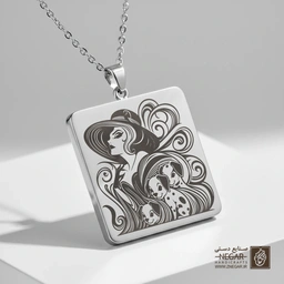 گردنبند طرح پرتره هنری کروئلا دویل (حکاکی لیزری فایبر، مدل قاب مربع) کد 500779
