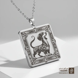 گردنبند طرح سیلوئت سگ داشهوند (حکاکی لیزری فایبر، مدل قاب مربع) کد 500871