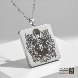 گردنبند طرح انیمه دفترچه مرگ (Death Note) (حکاکی لیزری فایبر، مدل قاب مربع) کد 500894