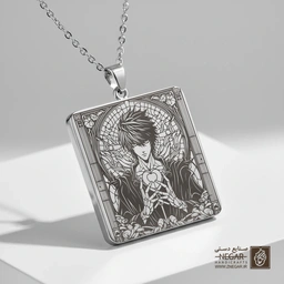 گردنبند طرح لایت یاگامی (Light Yagami) (حکاکی لیزری فایبر، مدل قاب مربع) کد 500895