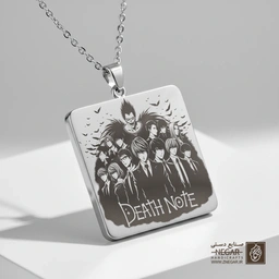گردنبند طرح گروهی کاراکترهای Death Note (حکاکی لیزری فایبر، مدل قاب مربع) کد 500898