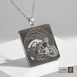 گردنبند طرح کلاهخود دنور برانکوز (حکاکی لیزری فایبر، مدل قاب مربع) کد 500923