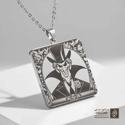 گردنبند طرح دکتر فاسیلیه با کلاه سیلندر (حکاکی لیزری فایبر، مدل قاب مربع) کد 500970
