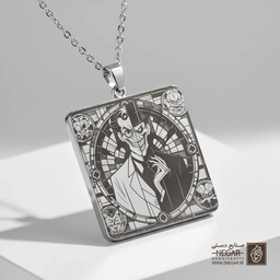 گردنبند طرح نماد جادوی دکتر فاسیلیه (حکاکی لیزری فایبر، مدل قاب مربع) کد 500974