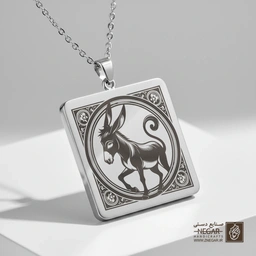 گردنبند طرح الاغ شاد (کارتونی) (حکاکی لیزری فایبر، مدل قاب مربع) کد 501018