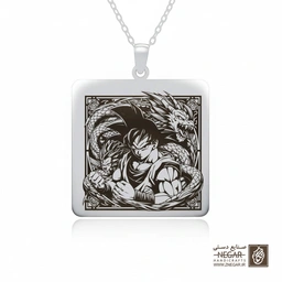 گردنبند طرح گورو (Goku) دراگون بال (حکاکی لیزری فایبر، مدل قاب مربع) کد 501031