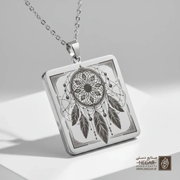 گردنبند طرح دریم‌کچر کلاسیک (حکاکی لیزری فایبر، مدل قاب مربع) کد 501055