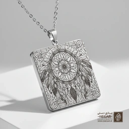 گردنبند طرح دریم‌کچر رویایی (حکاکی لیزری فایبر، مدل قاب مربع) کد 501059