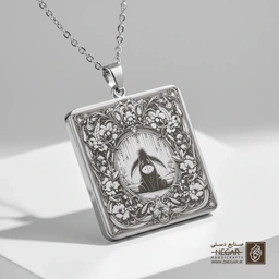 گردنبند طرح ایور در زیر باران (حکاکی لیزری فایبر، مدل قاب مربع) کد 501073