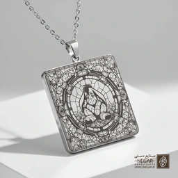 گردنبند طرح ایور و پنجره رنگی (حکاکی لیزری فایبر، مدل قاب مربع) کد 501081