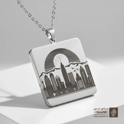 گردنبند طرح نمای شهر ال‌پاسو (El Paso) (حکاکی لیزری فایبر، مدل قاب مربع) کد 501087