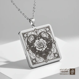 گردنبند طرح قلب تزیینی مدرن (حکاکی لیزری فایبر، مدل قاب مربع) کد 501283