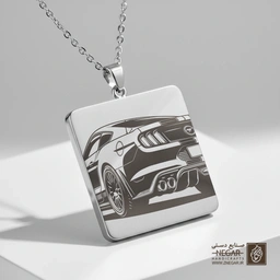 گردنبند طرح فورد موستانگ (Mustang) (حکاکی لیزری فایبر، مدل قاب مربع) کد 501288