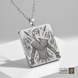 گردنبند طرح کریستوف و استایل کوهستان (حکاکی لیزری فایبر، مدل قاب مربع) کد 501326