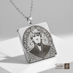 گردنبند طرح پرتره کریستوف (Kristoff) (حکاکی لیزری فایبر، مدل قاب مربع) کد 501341