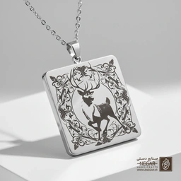 گردنبند طرح سون در میان دایره جادویی (حکاکی لیزری فایبر، مدل قاب مربع) کد 501344
