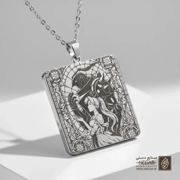 گردنبند طرح وینری راکبل (Winry) (حکاکی لیزری فایبر، مدل قاب مربع) کد 501372