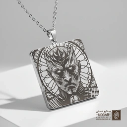 گردنبند طرح پادشاه شب (Night King) (حکاکی لیزری فایبر، مدل قاب مربع) کد 501380