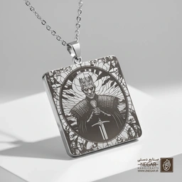 گردنبند طرح نبرد نهایی (Game of Thrones) (حکاکی لیزری فایبر، مدل قاب مربع) کد 501383