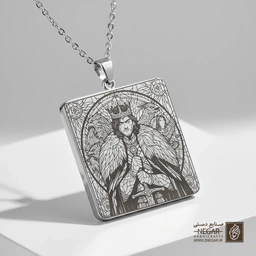گردنبند طرح جان اسنو در کادر تزیینی (حکاکی لیزری فایبر، مدل قاب مربع) کد 501390