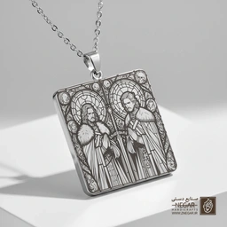 گردنبند طرح نبرد استارک‌ها (حکاکی لیزری فایبر، مدل قاب مربع) کد 501395