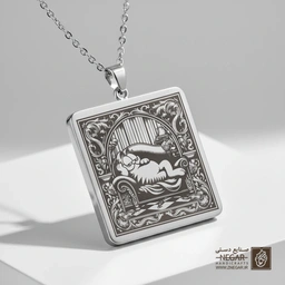 گردنبند طرح گارفیلد روی مبل (Lazy) (حکاکی لیزری فایبر، مدل قاب مربع) کد 501407
