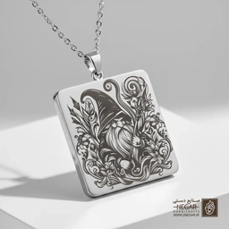 گردنبند طرح نانوم کریسمس با ریش بلند (حکاکی لیزری فایبر، مدل قاب مربع) کد 501468