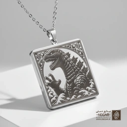 گردنبند طرح چهره گودزیلا (Close-up) (حکاکی لیزری فایبر، مدل قاب مربع) کد 501496