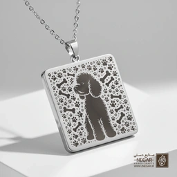 گردنبند طرح سیلوئت سگ گلدن دودل (حکاکی لیزری فایبر، مدل قاب مربع) کد 501501
