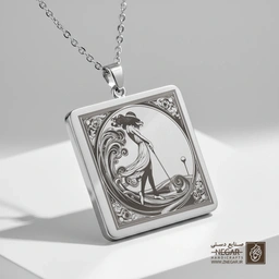 گردنبند طرح ورزشکار گلف زن (حکاکی لیزری فایبر، مدل قاب مربع) کد 501509