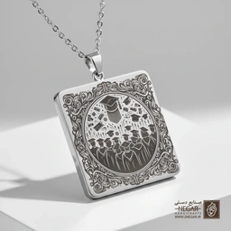 گردنبند طرح گروه فارغ‌التحصیلان (حکاکی لیزری فایبر، مدل قاب مربع) کد 501520