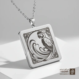 گردنبند طرح طوطی با نقوش انتزاعی (حکاکی لیزری فایبر، مدل قاب مربع) کد 501529