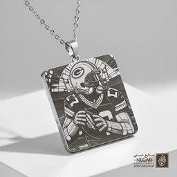 گردنبند طرح بازیکن گرین بی پکرز (حکاکی لیزری فایبر، مدل قاب مربع) کد 501542