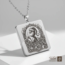 گردنبند طرح گرینچ در قاب دایره (حکاکی لیزری فایبر، مدل قاب مربع) کد 501550