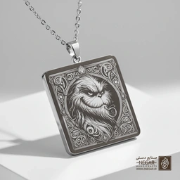 گردنبند طرح پرتره رئال گرینچ (حکاکی لیزری فایبر، مدل قاب مربع) کد 501554
