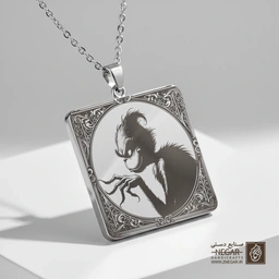 گردنبند طرح گرینچ در قاب تیره (حکاکی لیزری فایبر، مدل قاب مربع) کد 501556