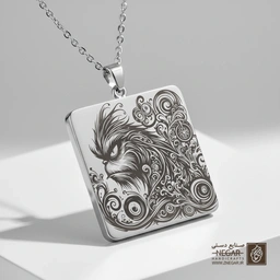 گردنبند طرح گرینچ خبیث (طنز) (حکاکی لیزری فایبر، مدل قاب مربع) کد 501560