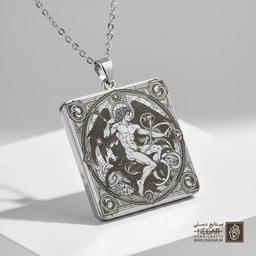 گردنبند طرح هادس و دنیای مردگان (حکاکی لیزری فایبر، مدل قاب مربع) کد 501587