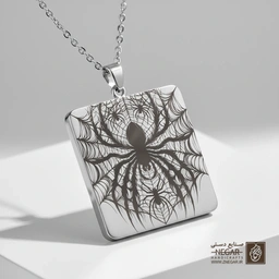 گردنبند طرح عنکبوت غول‌پیکر (گرافیکی) (حکاکی لیزری فایبر، مدل قاب مربع) کد 501702