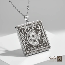 گردنبند طرح همستر و نقوش تزئینی (حکاکی لیزری فایبر، مدل قاب مربع) کد 501735