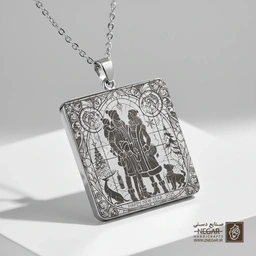 گردنبند طرح آغوش گرم خانواده (حکاکی لیزری فایبر، مدل قاب مربع) کد 501764