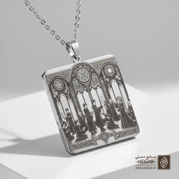 گردنبند طرح نبرد جادوگران در هاگوارتز (حکاکی لیزری فایبر، مدل قاب مربع) کد 501803