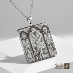 گردنبند طرح تالار هاگوارتز (حکاکی لیزری فایبر، مدل قاب مربع) کد 501805